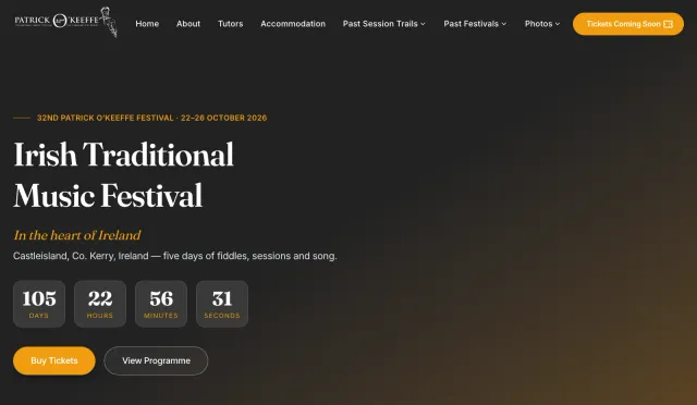 Patrick O’Keeffe Music Festival website